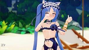 stheno hentai dans! klæder af på stranden med små 18+ patter MMD 3D