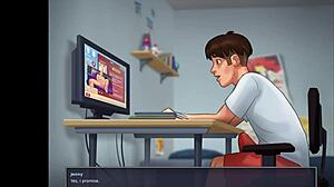 Заварвам секси заварена сестра с голям дилдо в мократа й путка докато играе Summertime Saga 3D хентай игри