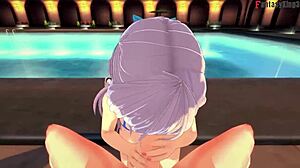 Belfast i bikini bliver vild med POV sex ved offentlig pool i Azur Lane fantasy af FantasyKing3.