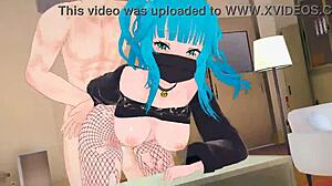 בחורה אנימה גותית שדית מקבלת זיון קשה בהוטאי