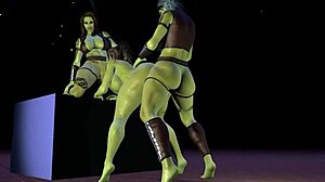 Wow! Trojka stojící šukání se 3 futanari ork dickgirls tvrdě bouchá