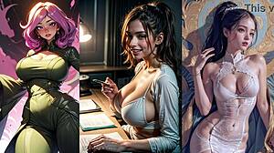 Компиляция ИИ девчонок с большими сиськами и жопой в хентае