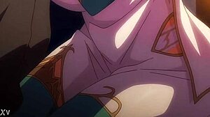 Милая похотливая эльфийка из Кёнюу Фэнтези подчиняется своему мастеру. Она служит ему как жадная шлюха в горячей сцене минета.