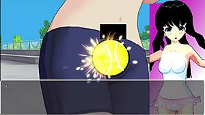 Cena de Hentai Anime com Ação de Lição de Tênis Submissa