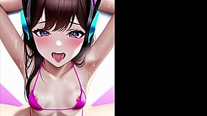 饥渴游戏婊子在视觉Hentai旅程中达到强烈高潮