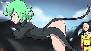 Tatsumaki, торнадото на ужаса, чука Saitama здраво в нецензурирано One Punch Man хентай