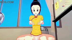 Dragon Ball piger som Android 18 og Bulma skinner i hentai compilation