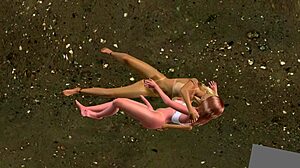 Shemale Tease on Beach with Tight Babe in Hot Outdoor Play