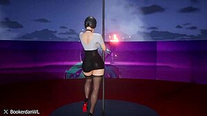 ריקוד מקל הנטאי 3D במדבר עם מיני חצאית רטובה