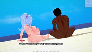 Sommarskuggor del 2: Engelsk modell suger och rider stor kuk i spel.