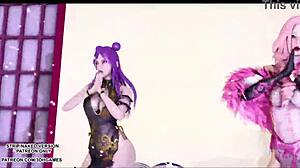 Mmd Tougen Renka erotisk dans med Ahri Kaisa Seraphine uncensored hentai