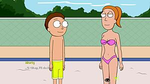 Ehi, dai un'occhiata a questa giornata in piscina di Rick and Morty con Beth e Morty a 60fps! Vibrazioni familiari e tette enormi ovunque 😜