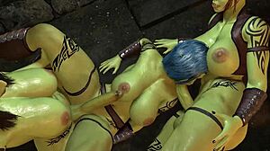 Anal misionarski se odvija sa shemale futa orkom u divljem trouglu