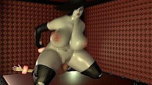 Bbw Dimitrescu 骑她的男人奴隶女牛仔式，哦耶！