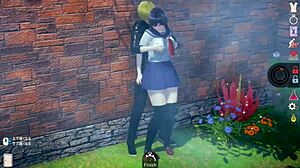 AI девушка в 3D игре показывает огромные сиськи во время минета