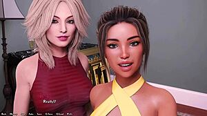 Коротковолосая брюнетка сосет большой член, пока пышная блондинка смотрит в сестринстве