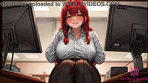 Lepa sodelavka z ogromnimi prsi želi, da končaš. Je za tvojim mizo v ai pornu.