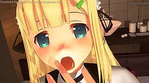 Välväxt Tonåring 18+ Hentai Tjänarinna Levererar Fantastisk Oralsex