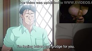 Горячая жена с большими сиськами потрясающе трахает старого друга в хентае