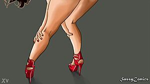 Kissa Sins nahá ukazuje křivky velkých koziček v 3D hentai stylu