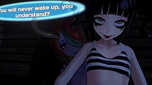 Монстър Гърл Айлънд пролог Хелоуин специал елф жена доминира с неко сестра и слимер момиче на испански