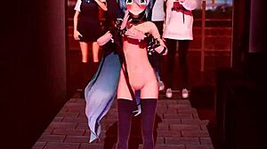 하츠네 미쿠 대담한 공공 댄스에서 알몸 스트립