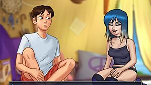 Lad os spille Summertime Saga - onanerer med kurvet Eve i sexet outfit