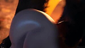 珍妮与狼激烈肛交在3D中