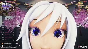 Glej hentai VTuber Elfie Love škropi s igračami, medtem ko si melze joške in pride!