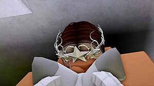 Furry šuká horkou bohatou děvku s obříma ptákem v drsném Roblox jízdě