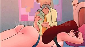 Пълничка 18-годишна тийнейджърка се справя с огромен кур в анимация за старец в сцена с голям задник хентай