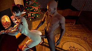 Пышногрудая рождественская эльфийка дико прыгает на огромном члене в безцензурной хентай анимации эпизод 1