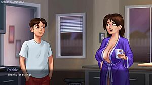 큰 가슴 밀프가 정원에서 호른가이 유혹해