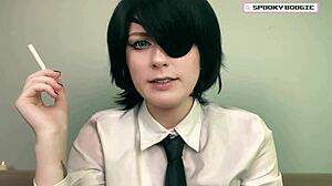 Himeno caught you with her cigarettes so she pegged you hard after toe sucking.