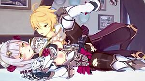 Noelle在原神中用成熟的后入操和巨大口交支配Aether