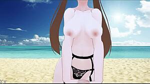 Μεγάλα στήθη που αναπηδούν σε χορό striptease anime