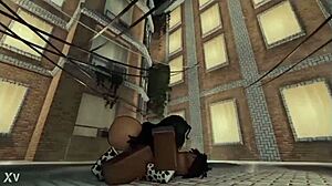 Толстая ковбойша ездит и глотает большой черный член в полном анальном действии