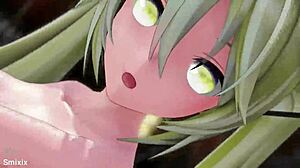 Hatsune Miku pleše gola med kremno pito v 3D