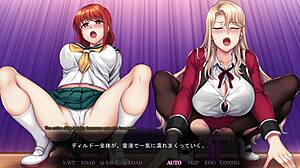 Hra Saimin Seishidou končí Natsumi a Reika, jak jezdí na dildě v kostýmech. Pohled z očí asijský hentai instrukce se rozvíjí