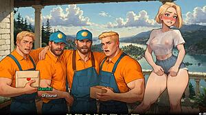 Секси блондинка приятелка показва големи цици и я чукат отзад от огромния кур на приятеля в езерото Moonripple