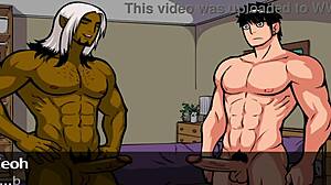 Soczysty i twardy lodzik od gejowskich przyjaciół w animowanej grze z ręcznym masturbowaniem