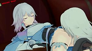 Honkais Stelle og March 7th dykker ned i passioneret kys, fingering og cunilingus i denne 3D Rule 34 anime scene.