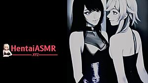 Hai, tengok hentai ASMR lesbian pencinta cium dan hisap