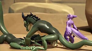 이 게이 퍼리 코볼드 파티 3D 야오이 바이브로 미친 모임 시작