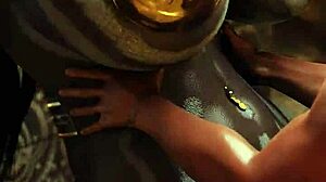 3D Animasyonda Ateşli Esmerle Sıcak Seks, Vay!