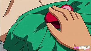 my girlfriend's stepsister is giving me a handjob in the bathroom in this hentai uncensored video