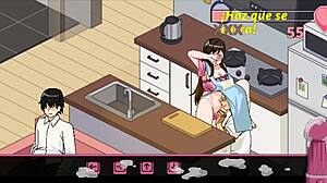 Hentai-spel NTRaholic hustru knullar som slampa i hans säng med stor arsle-action.