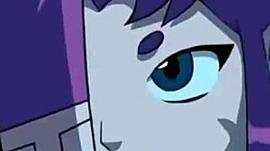 Robin eet Estel uit in Batman anime stijl