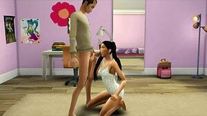 Papai insinua anal e oral com hijastra pequena depois da ajuda nos deveres.