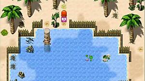 Протогонистка наслаждается временем в бикини на улице, пока мужчины смотрят на неё на пляже - Ребекка и меч грязных проклятий - часть 6